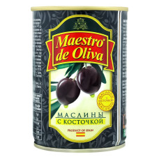 Маслини чорні з кісточкою Maestro de Oliva 432 г