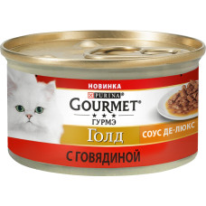 Корм для котів Соус Де-Люкс яловичина Gourmet Gold 85 гр